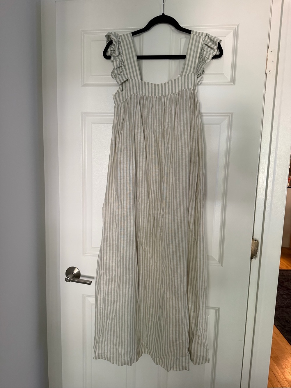 a new day Striped Ruffle Strap Maxi Dress - Cream & Gray